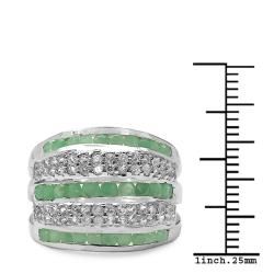 Malaika Sterling Silver Emerald and White Topaz Split Band Ring Malaika Gemstone Rings