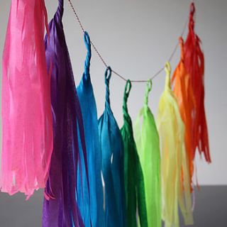 handcut tassel garland rainbow by pearl and earl