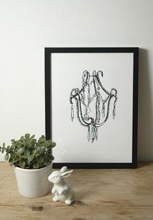 hand printed chandelier print by chocolate creative home accessories