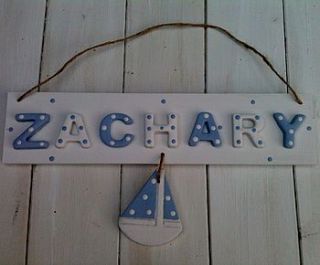 personalised polka dot boat plaque by i love vera