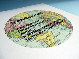 'wanderlust' definition typographic map print by bookishly
