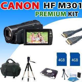 Canon Vixia Hf M301 Hf m301 Hfm301 Flash Memory Camcorders with 8gb Sdhc Memory Card, Memory Card Reader, Premium Deluxe Carrying Case, 57 Inch Tripod, Hdmi Cabel   Premium Kit  Camera & Photo