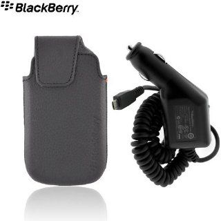 Blackberry Torch 9850/9860   OEM Black Leather Holster with Swivel Belt Clip (ACC 38960 301) + BlackBerry OEM Car Charger Cell Phones & Accessories