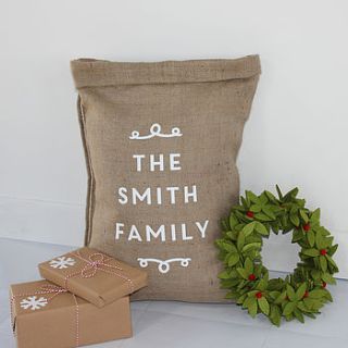 personalised family christmas sack by little chip