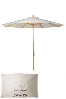 10'w X 6.5'd Rectangular Market Umbrella With Pulley, 10'x6.5'RECTNGL, NATURAL DERCLON  Patio, Lawn & Garden