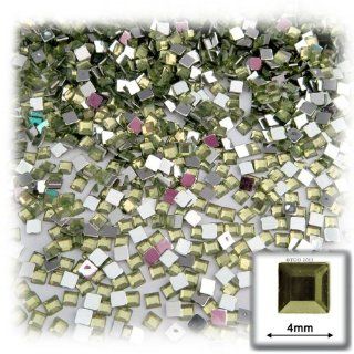 The Crafts Outlet 288 Piece Flat Back Square Rhinestones, 4mm, Olive Green