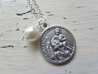 large st christopher charm necklace by madison honey vintage
