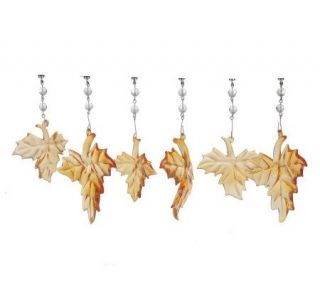 Light Charms Set of 6 Magnetic Glass Leaf Ornaments —