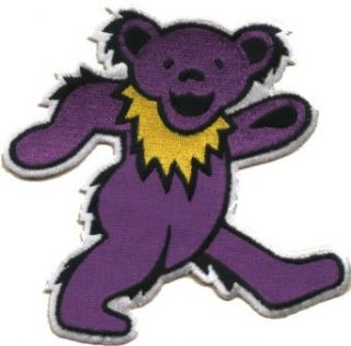 Grateful Dead   Large Dark Purple Jerry Bear with Yellow Necklace   Embroidered Iron On or Sew On Patch Clothing