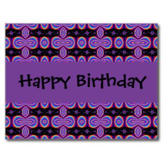 Happy Birthday purple and black fractal Postcard