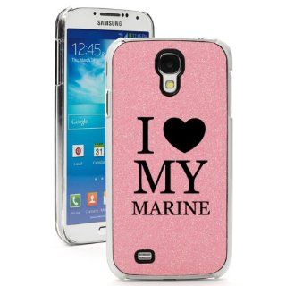 Pink Samsung Galaxy S4 SIV Glitter Bling Hard Case Cover GK148 I Love My Marine Cell Phones & Accessories