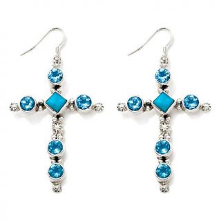 Chaco Canyon Couture Multigemstone Star "Cross" Sterling Silver Earrings