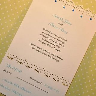 lace laser cut wedding invitation rsvp by sweet pea design