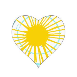 It Is a New Day Sun with Aqua Circles Heart Sticker