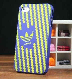 Apple Iphone 4/4s Protective Adidas Yellow Zig Zag Matte Blue Case Skin Cover Cell Phones & Accessories
