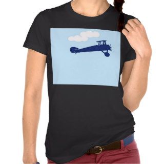 Airplane on plain pastel blue background. tees