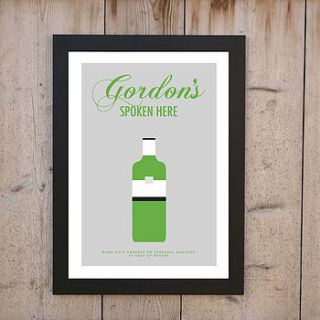 'gordon's spoken here' personalised print by loveday designs