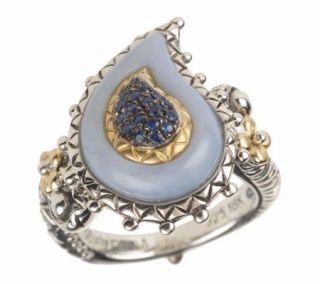 Barbara Bixby Blue Chalcedony Paisley Design Ring  —