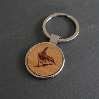 wooden wren bird key ring by maria allen boutique
