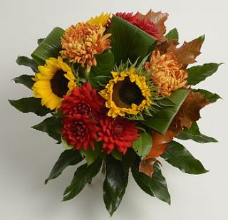 autumn glory sunflower & dahlia bouquet by the flower studio