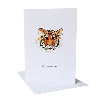'happy birthday tiger' greetings card by blank inside