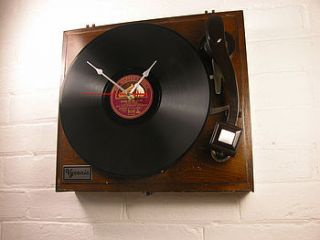personalised vintage hmv record player clock by vyconic