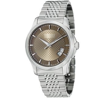 Gucci Men's 'Timeless' Brown Dial Stainless Steel Automatic Watch Gucci Men's Gucci Watches