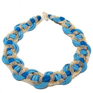 Himalayan Gems™ 2 Tone Braided Fabric and Potay Bead Necklace