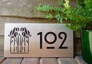 stainless steel mackintosh style house number plaque by housebling