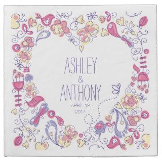 Whimsical Butterfly Floral Personalized Wedding Paper Napkins