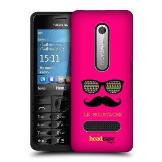 Head Case Designs Pink Le Moustaches Hard Back Case Cover For Nokia 301 Cell Phones & Accessories