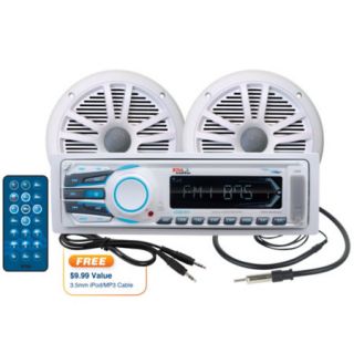 Boss MOV1306W.6 AM/FM//iPod Receiver Package With Two 6.5 Dual Cone Speakers 715611