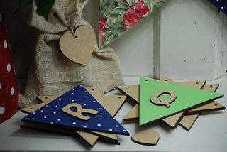 10 wooden bunting flags by craft heaven