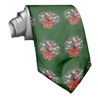 Doberman Wreath Christmas Holiday Neck Tie