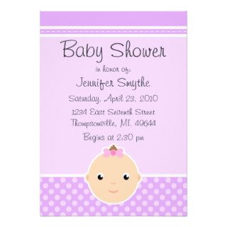 Sweet Baby Face Purple Baby Shower Invitations