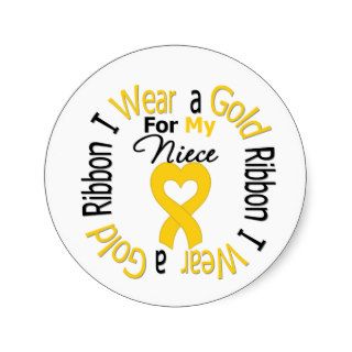 Childhood Cancer Ribbon For My Niece Round Stickers