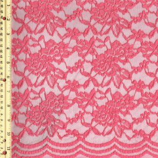 58" Coral Sugar Scallop Floral Pattern Lace Fabric by the Bolt   25 Yards