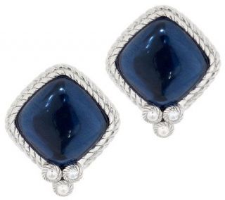 Judith Ripka Blue Hematite Doublet and Diamonique Accent Earrings —