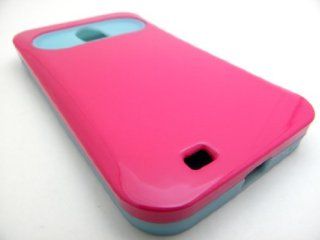 HOT PINK/ BLUE Hard Plastic + iGlow Rubber Silicone Case for Samsung Epic Touch 4G Galaxy S II D710 (Sprint / Boost Mobile / Virgin Mobile) / Samsung Galaxy S II R760 (U.S. Cellular) In Twisted Tech Packaging Cell Phones & Accessories