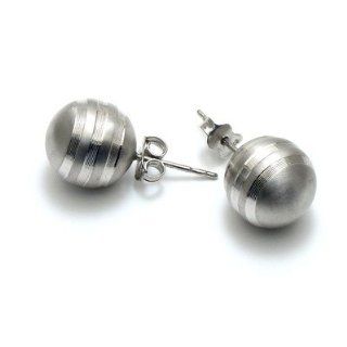 Modern Silver Designs Diamond Cut Sterling Silver Engraved Ball Earrings Jewelry