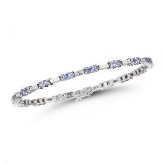 2.94cts Tanzanite and 1ct Diamond Baguette Tennis Bracelet in 14K White Gold Perfect Jewelry Jewelry