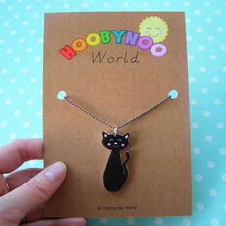 black cat acrylic fashion necklace by hoobynoo world