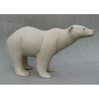 polar bear in portland stone resin by suzie marsh sculpture