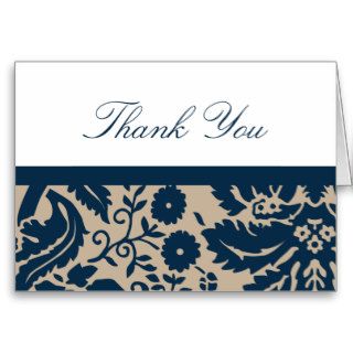 Fancy Floral Blue Swirls Thank You Card
