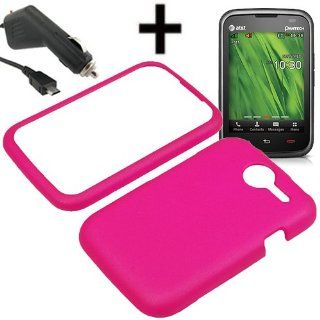 AM Rubber Hard Shield Cover Snap On Case for AT&T Pantech Renue P6030 + Car Charger Magenta Pink Cell Phones & Accessories