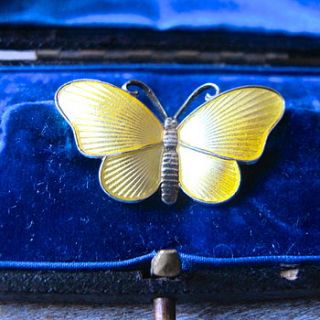 vintage silver guilloche butterfly brooch by ava mae designs