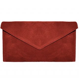 red suede clutch/shoulder bag by sugar + style