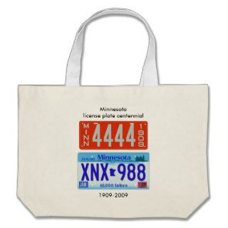 Minnesota license plate centennial canvas bags