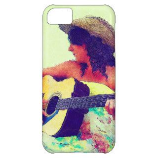 Pretty Girl in Country Hat with Guitar iPhone 5C Case