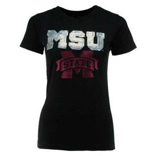 Mississippi State Bulldogs NCAA Womens Teagan Sequin T Shirt  Sports Fan T Shirts  Sports & Outdoors